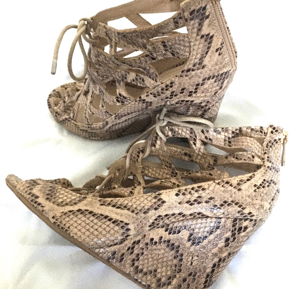 Faux Snakeskin Wedge Sandals